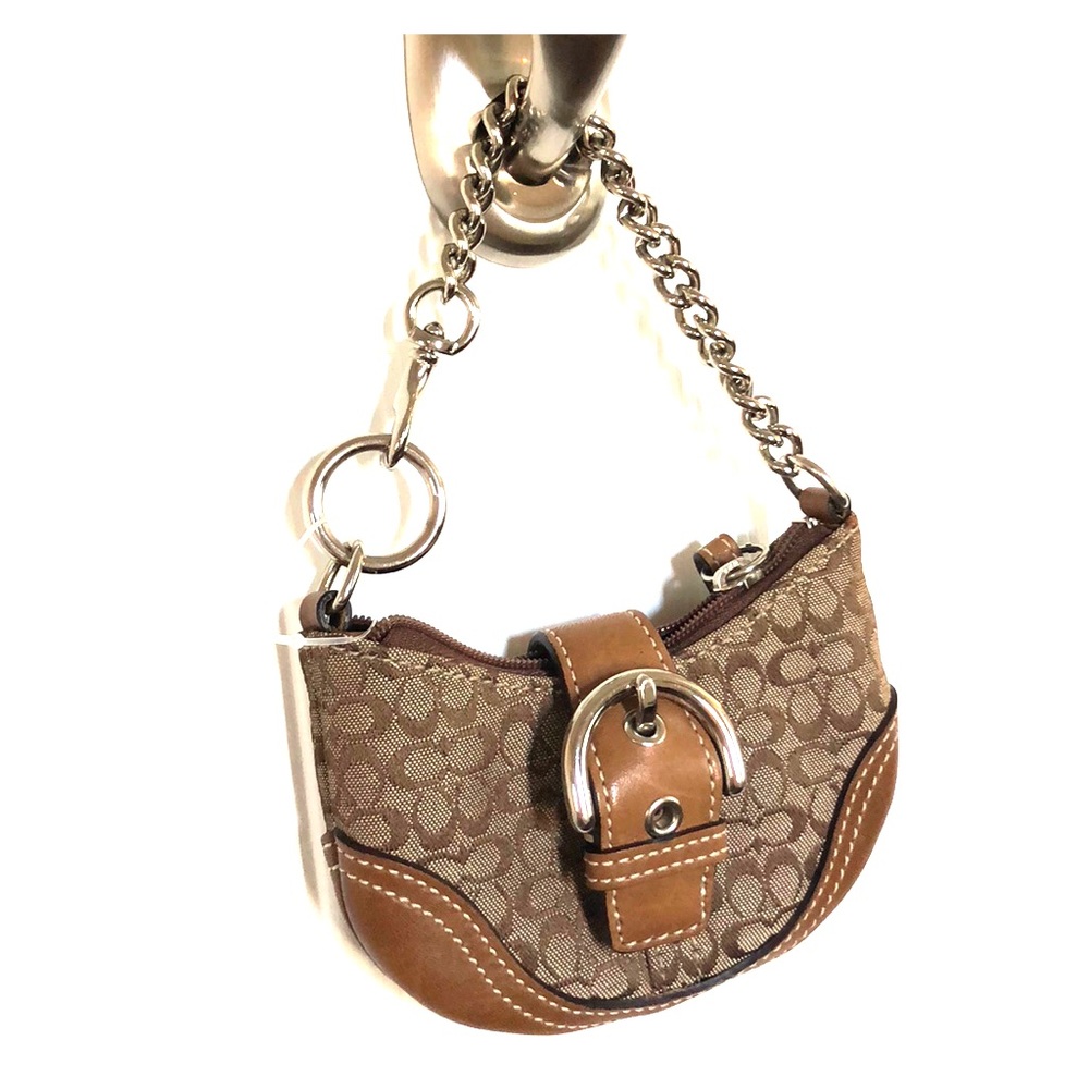 Coach signature coin purse with key ring